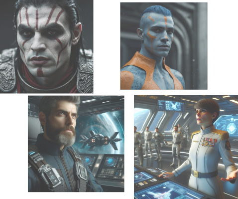 imagem com várias fotos individuais dos principais personagens